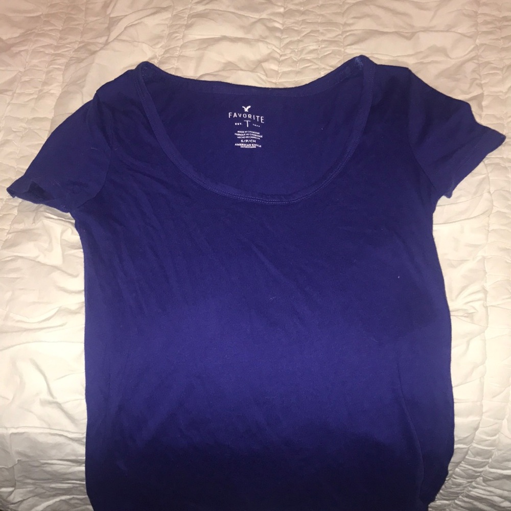 Purple short sleeve scoop neck